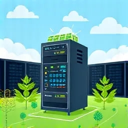 A drawing of a solar-powered server or green data centers.